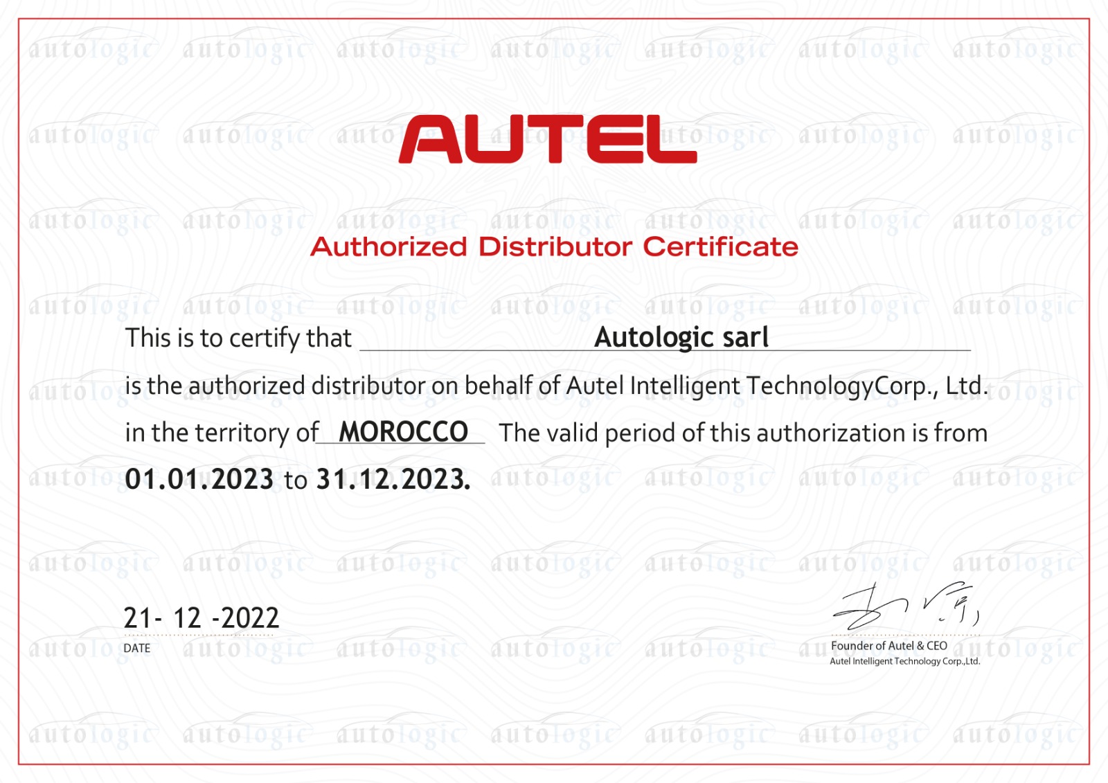 Autologic official distributor in morocco